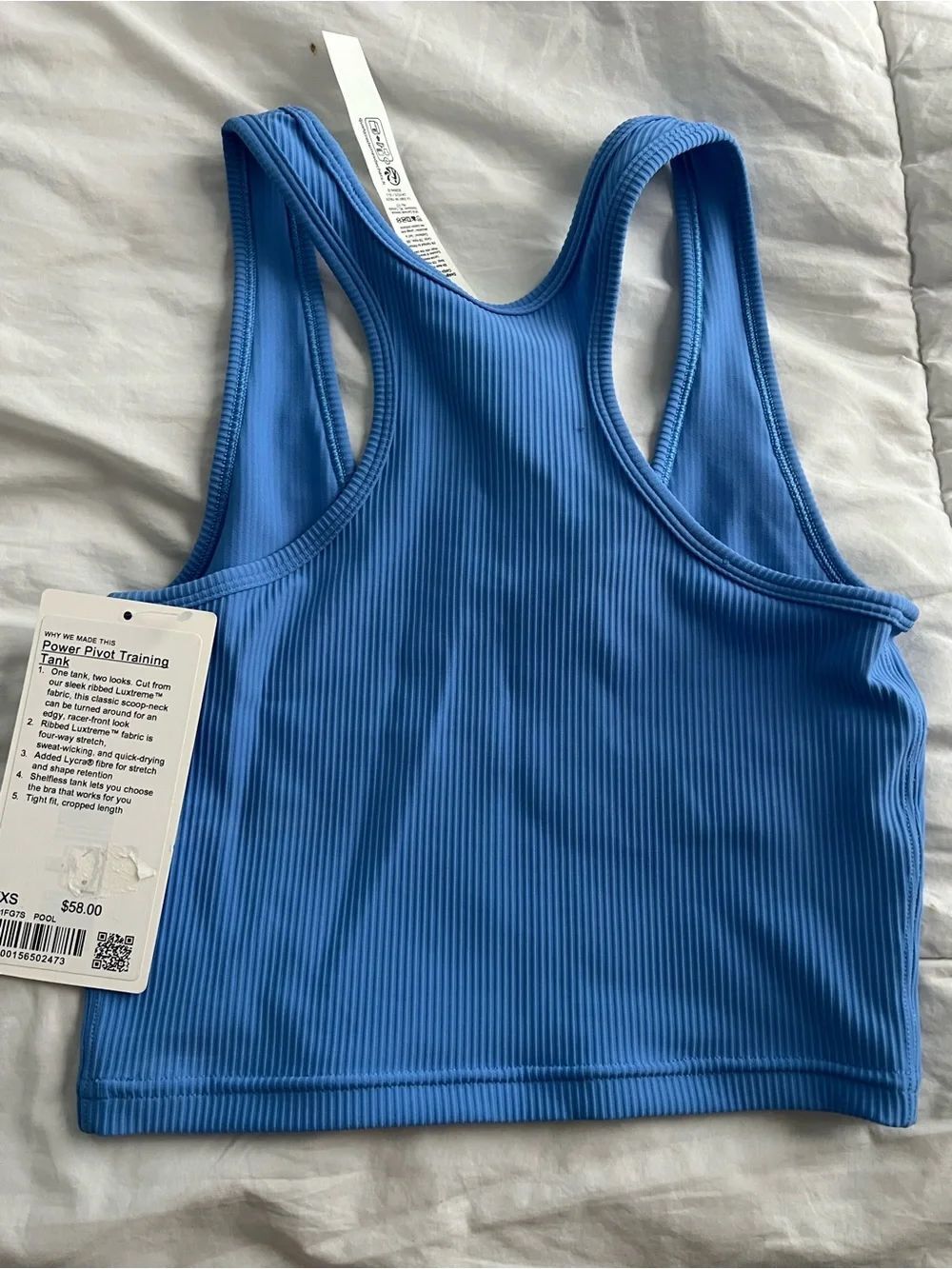 lululemon athletica Ribbed Racerback Crop Tank - Pool Blue - Picture 2 of 3
